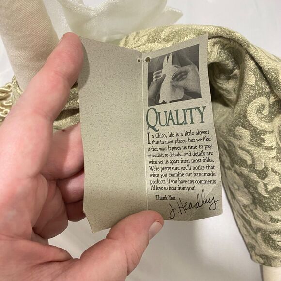 Vintage Woof & Poof 2000 Angel Green Tapestry Brocade Dress 18 In With Paper Tag - Picture 8 of 10